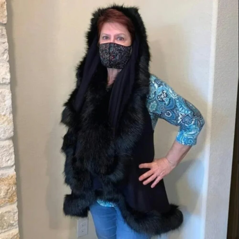Sweater Vest with Hood, Black,
